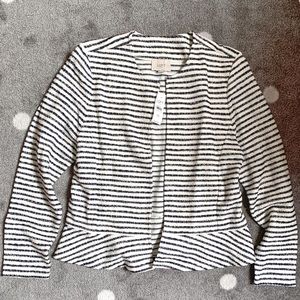 Loft Peplum Striped Open Blazer Size M